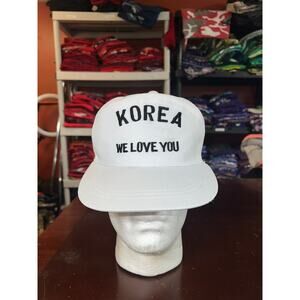 Vintage Korea We Love You Hat Korean White Black Snapback Trucker Cap Headwear